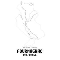 FOURMAGNAC Val-d'Oise. Minimalistic street map with black and white lines.