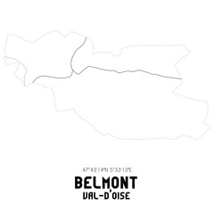BELMONT Val-d'Oise. Minimalistic street map with black and white lines.