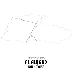 FLAVIGNY Val-d'Oise. Minimalistic street map with black and white lines.
