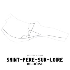 SAINT-PERE-SUR-LOIRE Val-d'Oise. Minimalistic street map with black and white lines.