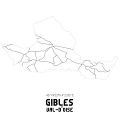 GIBLES Val-d'Oise. Minimalistic street map with black and white lines.