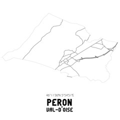 PERON Val-d'Oise. Minimalistic street map with black and white lines.
