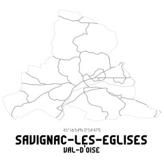 SAVIGNAC-LES-EGLISES Val-d'Oise. Minimalistic street map with black and white lines.