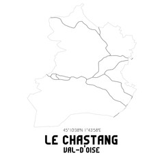 LE CHASTANG Val-d'Oise. Minimalistic street map with black and white lines.