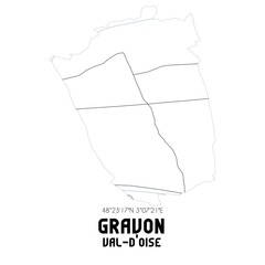 GRAVON Val-d'Oise. Minimalistic street map with black and white lines.