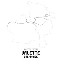 VALETTE Val-d'Oise. Minimalistic street map with black and white lines.