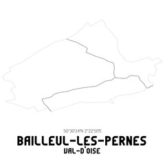 BAILLEUL-LES-PERNES Val-d'Oise. Minimalistic street map with black and white lines.