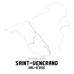 SAINT-VENERAND Val-d'Oise. Minimalistic street map with black and white lines.