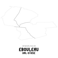 EBOULEAU Val-d'Oise. Minimalistic street map with black and white lines.