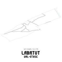 LABATUT Val-d'Oise. Minimalistic street map with black and white lines.