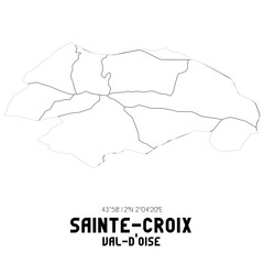 SAINTE-CROIX Val-d'Oise. Minimalistic street map with black and white lines.