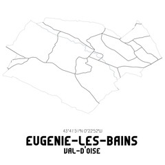 EUGENIE-LES-BAINS Val-d'Oise. Minimalistic street map with black and white lines.