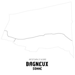 BAGNEUX Somme. Minimalistic street map with black and white lines.