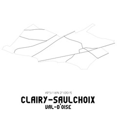 CLAIRY-SAULCHOIX Val-d'Oise. Minimalistic street map with black and white lines.