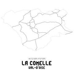 LA COMELLE Val-d'Oise. Minimalistic street map with black and white lines.