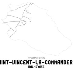 SAINT-VINCENT-LA-COMMANDERIE Val-d'Oise. Minimalistic street map with black and white lines.