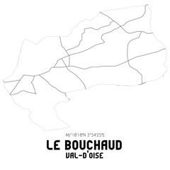 LE BOUCHAUD Val-d'Oise. Minimalistic street map with black and white lines.