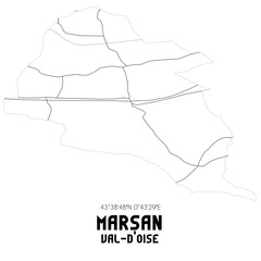 MARSAN Val-d'Oise. Minimalistic street map with black and white lines.
