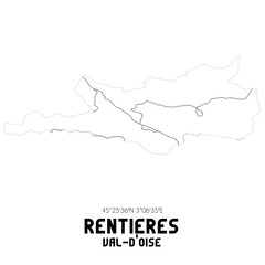 RENTIERES Val-d'Oise. Minimalistic street map with black and white lines.