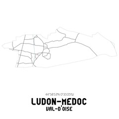 LUDON-MEDOC Val-d'Oise. Minimalistic street map with black and white lines.