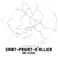SAINT-PRIVAT-D'ALLIER Val-d'Oise. Minimalistic street map with black and white lines.