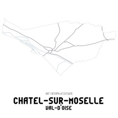CHATEL-SUR-MOSELLE Val-d'Oise. Minimalistic street map with black and white lines.