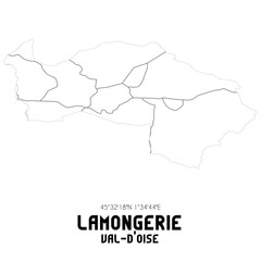 LAMONGERIE Val-d'Oise. Minimalistic street map with black and white lines.