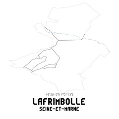 LAFRIMBOLLE Seine-et-Marne. Minimalistic street map with black and white lines.