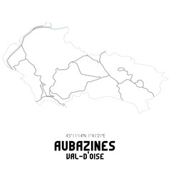AUBAZINES Val-d'Oise. Minimalistic street map with black and white lines.