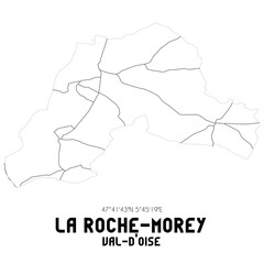 LA ROCHE-MOREY Val-d'Oise. Minimalistic street map with black and white lines.