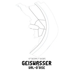 GEISWASSER Val-d'Oise. Minimalistic street map with black and white lines.
