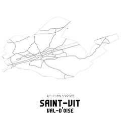 SAINT-VIT Val-d'Oise. Minimalistic street map with black and white lines.