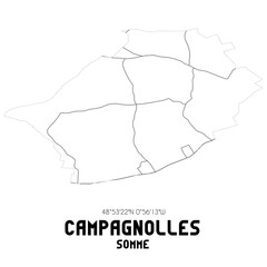 CAMPAGNOLLES Somme. Minimalistic street map with black and white lines.