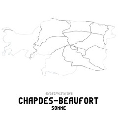 CHAPDES-BEAUFORT Somme. Minimalistic street map with black and white lines.