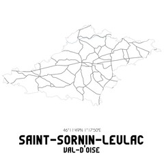SAINT-SORNIN-LEULAC Val-d'Oise. Minimalistic street map with black and white lines.