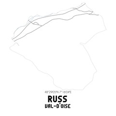 RUSS Val-d'Oise. Minimalistic street map with black and white lines.
