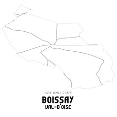 BOISSAY Val-d'Oise. Minimalistic street map with black and white lines.