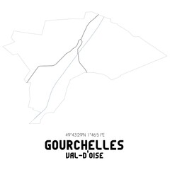 GOURCHELLES Val-d'Oise. Minimalistic street map with black and white lines.