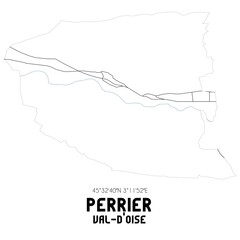 PERRIER Val-d'Oise. Minimalistic street map with black and white lines.