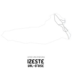 IZESTE Val-d'Oise. Minimalistic street map with black and white lines.
