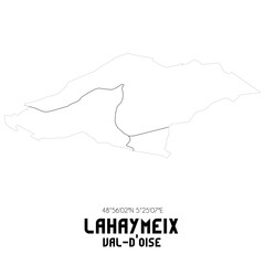 LAHAYMEIX Val-d'Oise. Minimalistic street map with black and white lines.