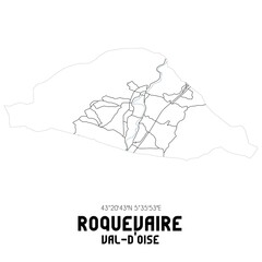 ROQUEVAIRE Val-d'Oise. Minimalistic street map with black and white lines.