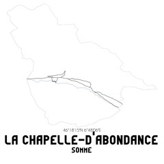 LA CHAPELLE-D'ABONDANCE Somme. Minimalistic street map with black and white lines.