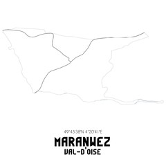 MARANWEZ Val-d'Oise. Minimalistic street map with black and white lines.