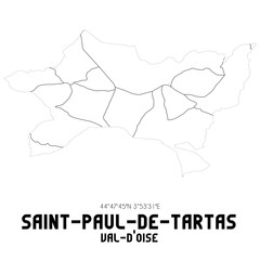 SAINT-PAUL-DE-TARTAS Val-d'Oise. Minimalistic street map with black and white lines.