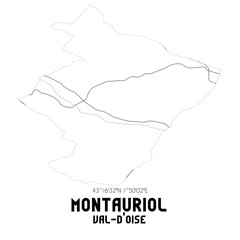 MONTAURIOL Val-d'Oise. Minimalistic street map with black and white lines.