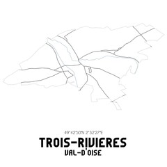 TROIS-RIVIERES Val-d'Oise. Minimalistic street map with black and white lines.