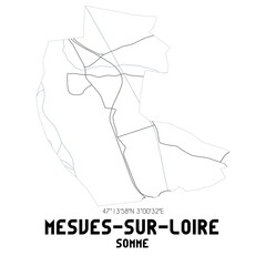 MESVES-SUR-LOIRE Somme. Minimalistic street map with black and white lines.