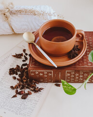 cup of tea with cinnamon and anise