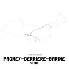 PAGNEY-DERRIERE-BARINE Somme. Minimalistic street map with black and white lines.